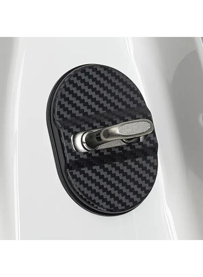 4Pcs Black Car Door Lock Plate Protector Anti Vibration Noise Reduction Rubber Pad Sticker - Image 2